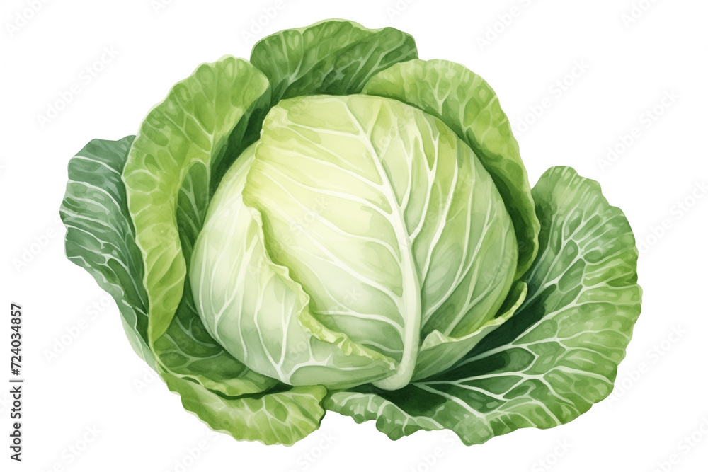 Cabbage isolated on white background, watercolor Cabbage isolated on white background, watercolor