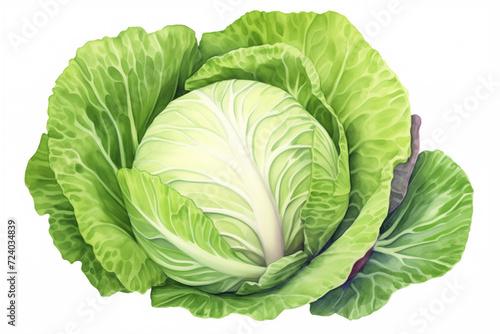 Watercolor cabbage isolated on white background