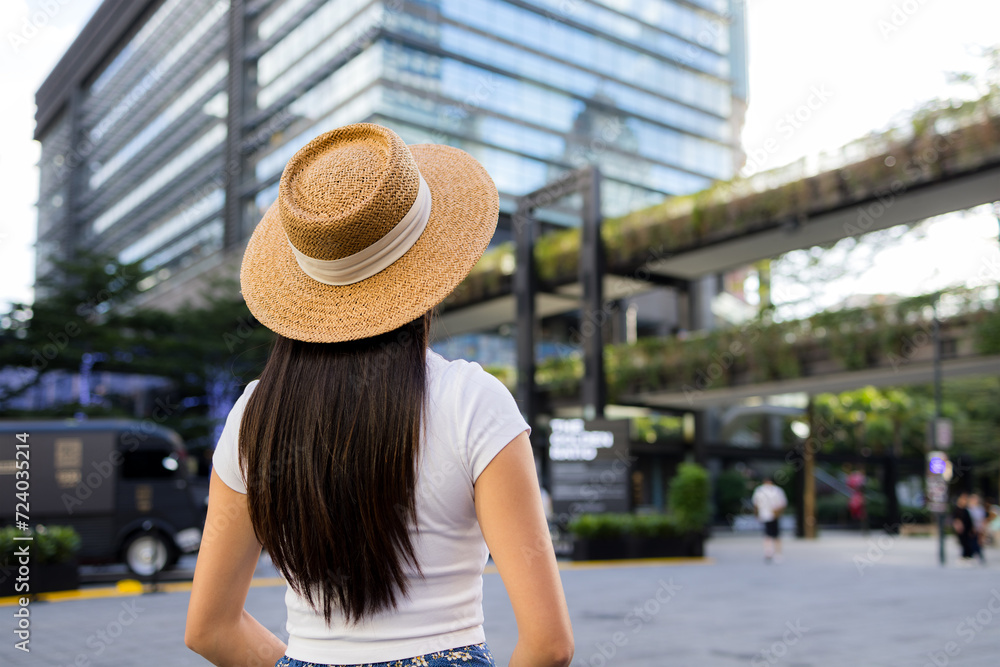 Tourist woman visit the Taipei city