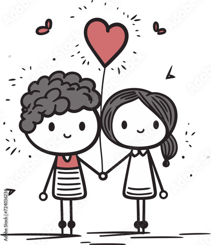 Love in Pixels Couple Vector Illustration Whimsy and Romance Couple Vector Art