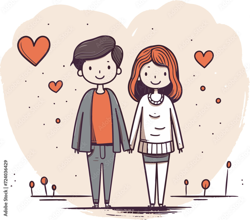 Whimsical Love Story Vector Couple Art Vectorized Embrace Romantic Couple Scenes