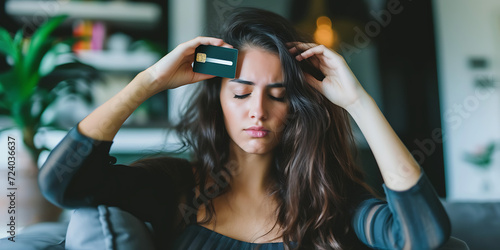 Woman who is stressed out from credit card debt photo