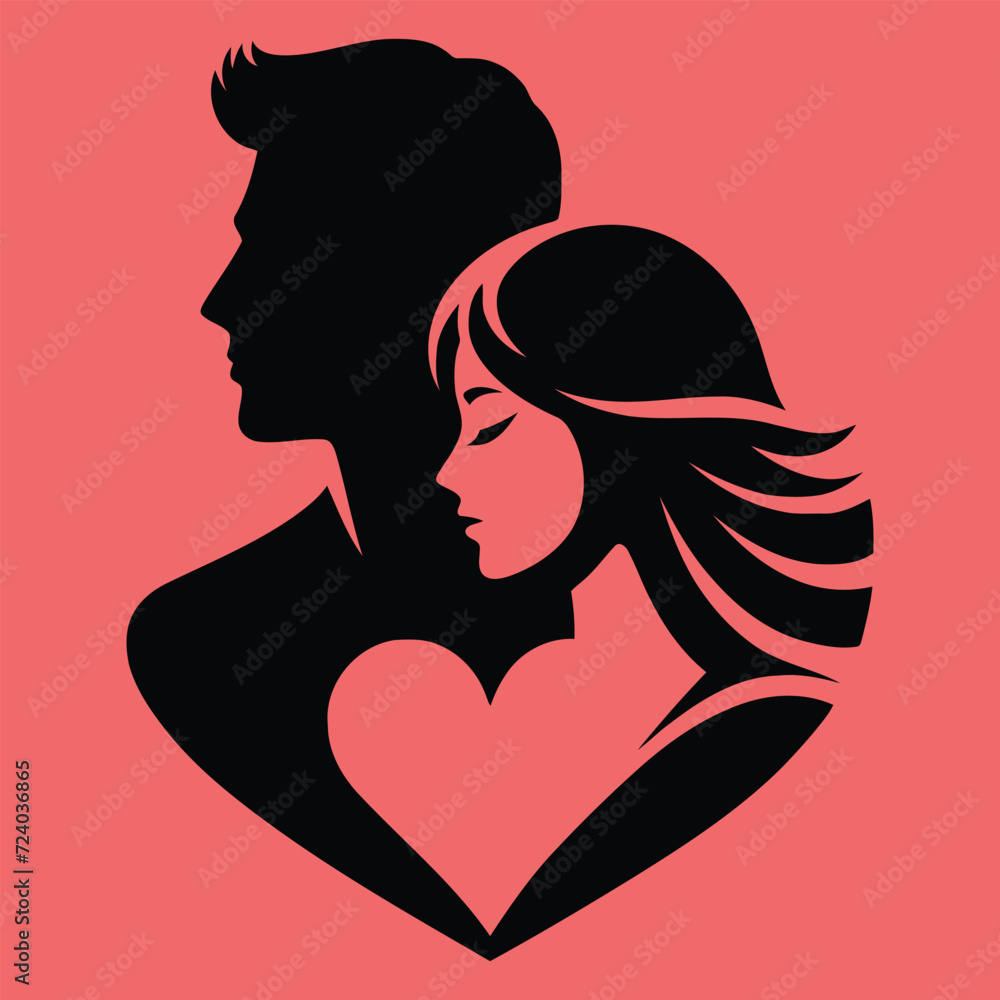 Woman And Man Love Silhouettes Pro Vector Art illustrator Design