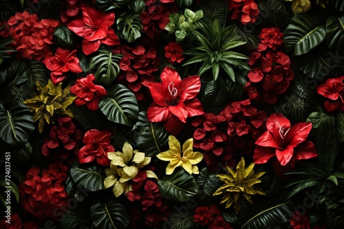 Tropical paradise. create a captivating, rich, moody backdrop with lush, exotic foliage