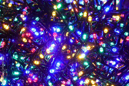 background of series of illuminated LED lights for decorations during the holidays especially at Christmas