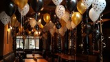 Decoration concept with helium balloons indoors