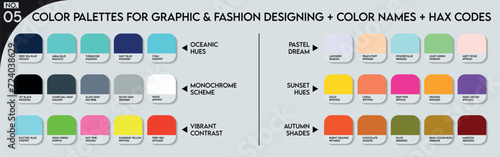 Fashion Trend Color guide palette 2024-25. An example of a color palette vector. Forecast of the future color. Color palette for fashion designers, fashion business, garments, and paints companies