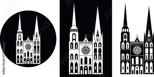 France logo. Isolated French architecture on white background