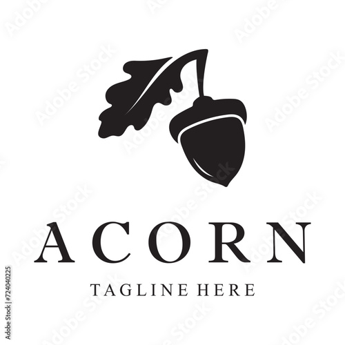 Simple Acorn logo design with leaves,oak leaves logo,isolated with vector illustration editing