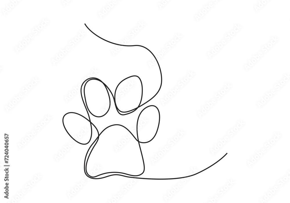 Animal paw in continuous line drawing. One continuous line drawing of animal footprint icon. Vector illustration. Line art of animal footprint
Animal paw in continuous line drawing. One continuous line drawing of animal footprint icon. Vector illustration. Line art of animal footprint