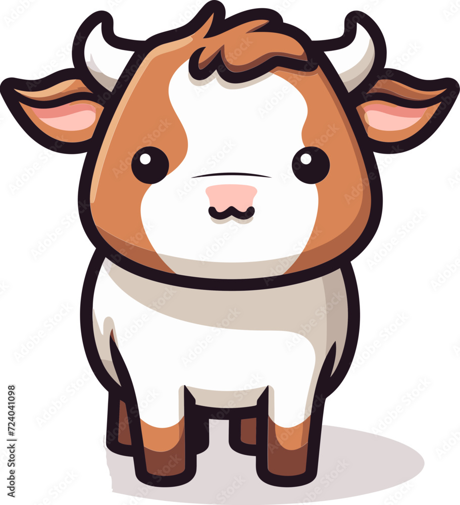 Vintage Style Cow Vector Vector Graphic of Grazing Bull