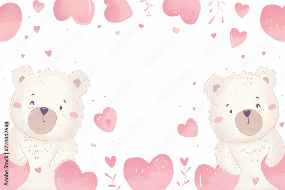 Cute polar bears with hearts for valentine's day Generative AI Cute polar bears with hearts for valentine's day Generative AI