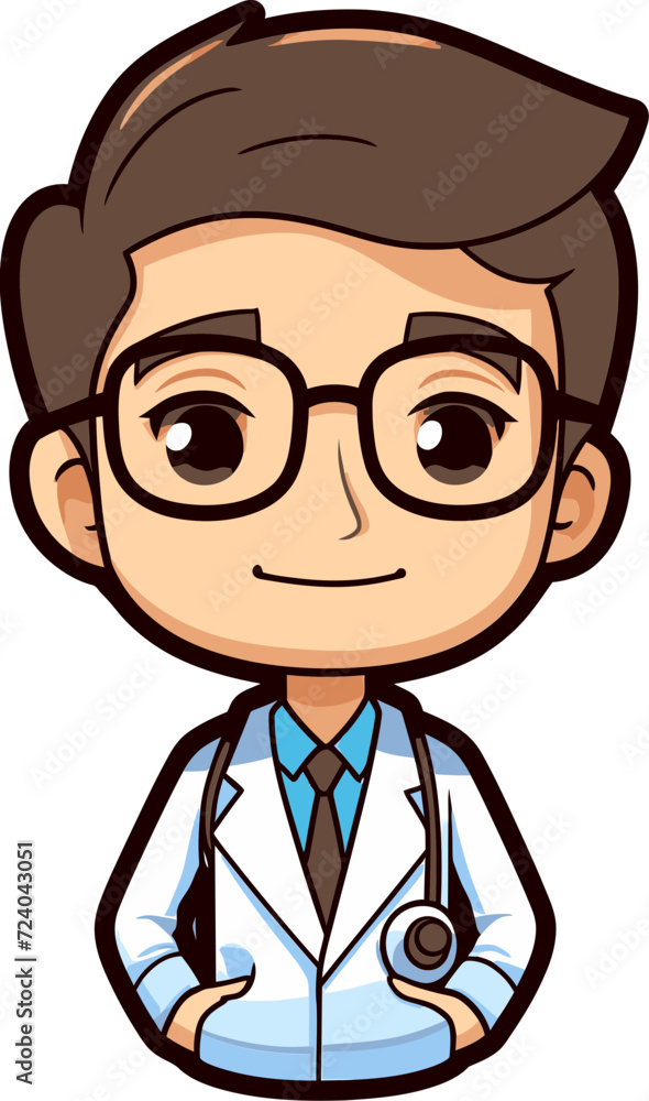 Illustrated Medical Professionals Doctor Edition Doctor Vector Art Depicting Precision in Health