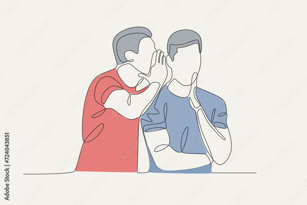 A man is gossiping with his male friend A man is gossiping with his male friend