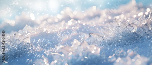 Frozen diamond landscape background, portraying diamonds as icy crystals on a serene, snow-like surface, combining beauty with a wintry theme.