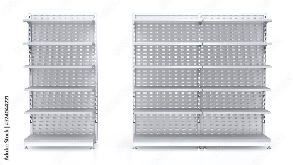 Empty retail shelf racks. 3d illustration set Empty retail shelf racks. 3d illustration set