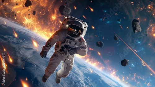 astronaut in space with earth background