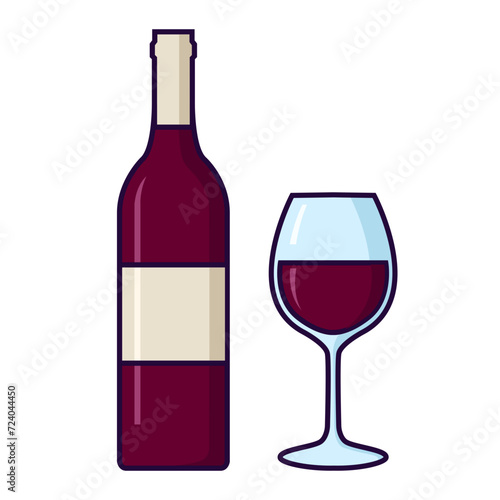 bouteille et verre de vin rouge