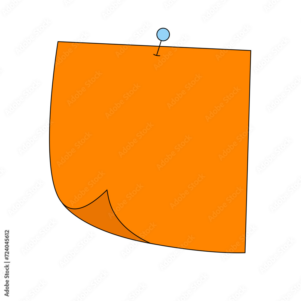 feuille-accroch-e-avec-une-punaise-orange-et-bleu-stock-vector-adobe