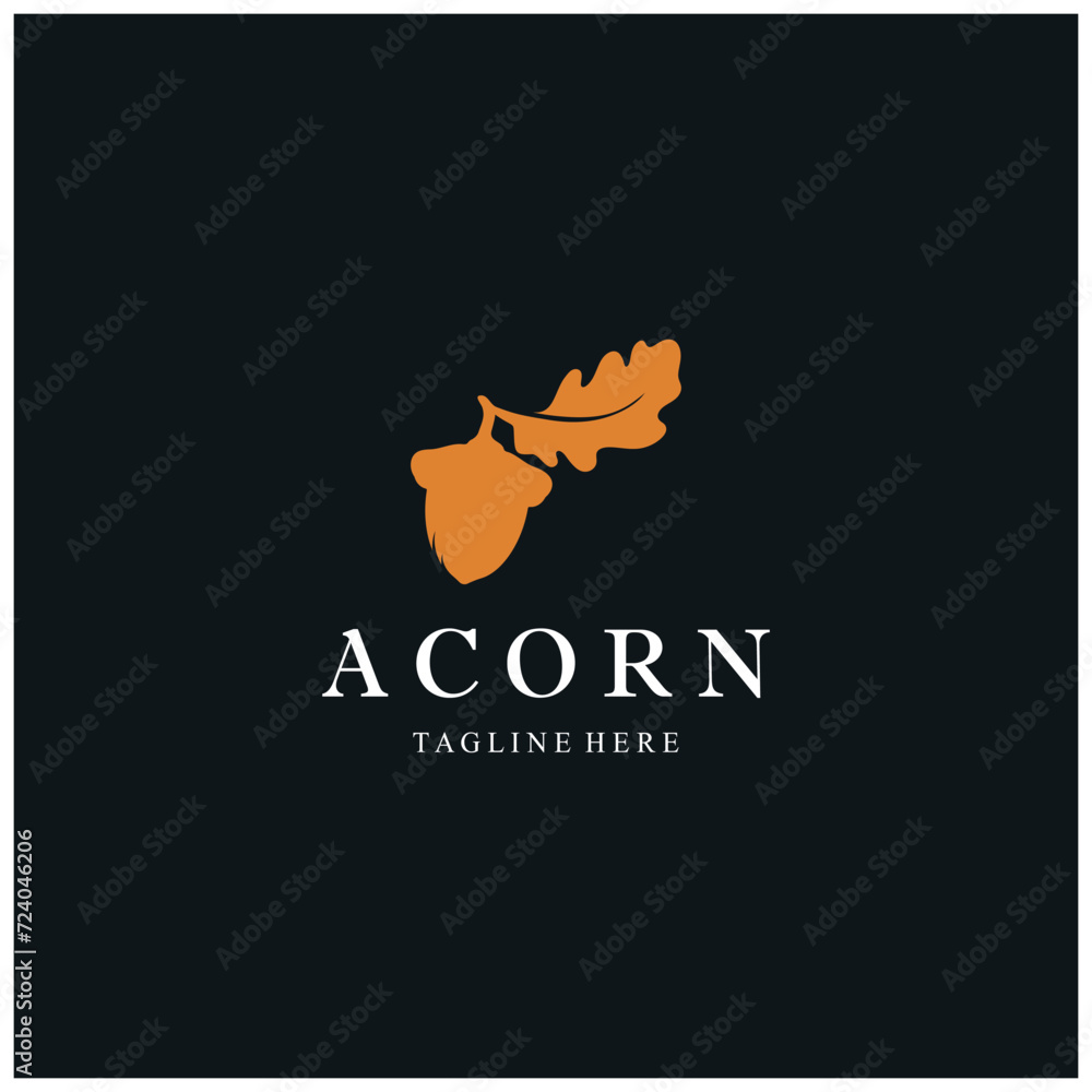 Simple Acorn logo design with leaves,oak leaves logo,isolated with vector illustration editing Simple Acorn logo design with leaves,oak leaves logo,isolated with vector illustration editing