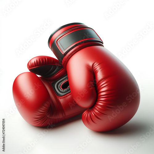 Pair of red boxing gloves isolated on white © Oleksiy
