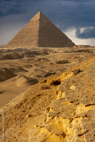 Pyramid of Khafre (also read as Khafra, Khefren) or of Chephren is the second-tallest and second-largest of the Ancient Egyptian Pyramids of Giza