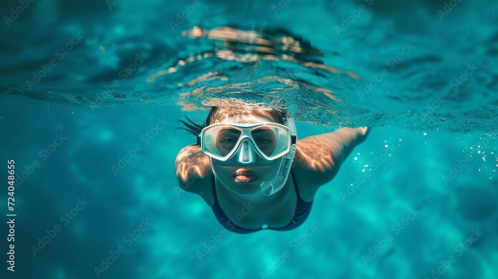 Fototapeta premium person snorkeling in the ocean
