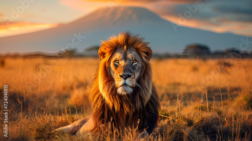 Lion on isolated background, generative ai