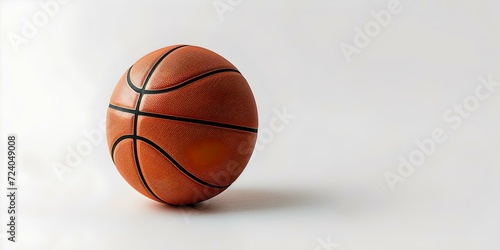 Close-up of an orange basketball on a white background. perfect for sports concepts. clean and simple photographic style. AI © Irina Ukrainets