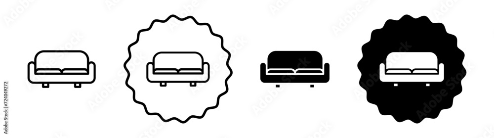 Sofa set in black and white color. Sofa simple flat icon vector Sofa set in black and white color. Sofa simple flat icon vector