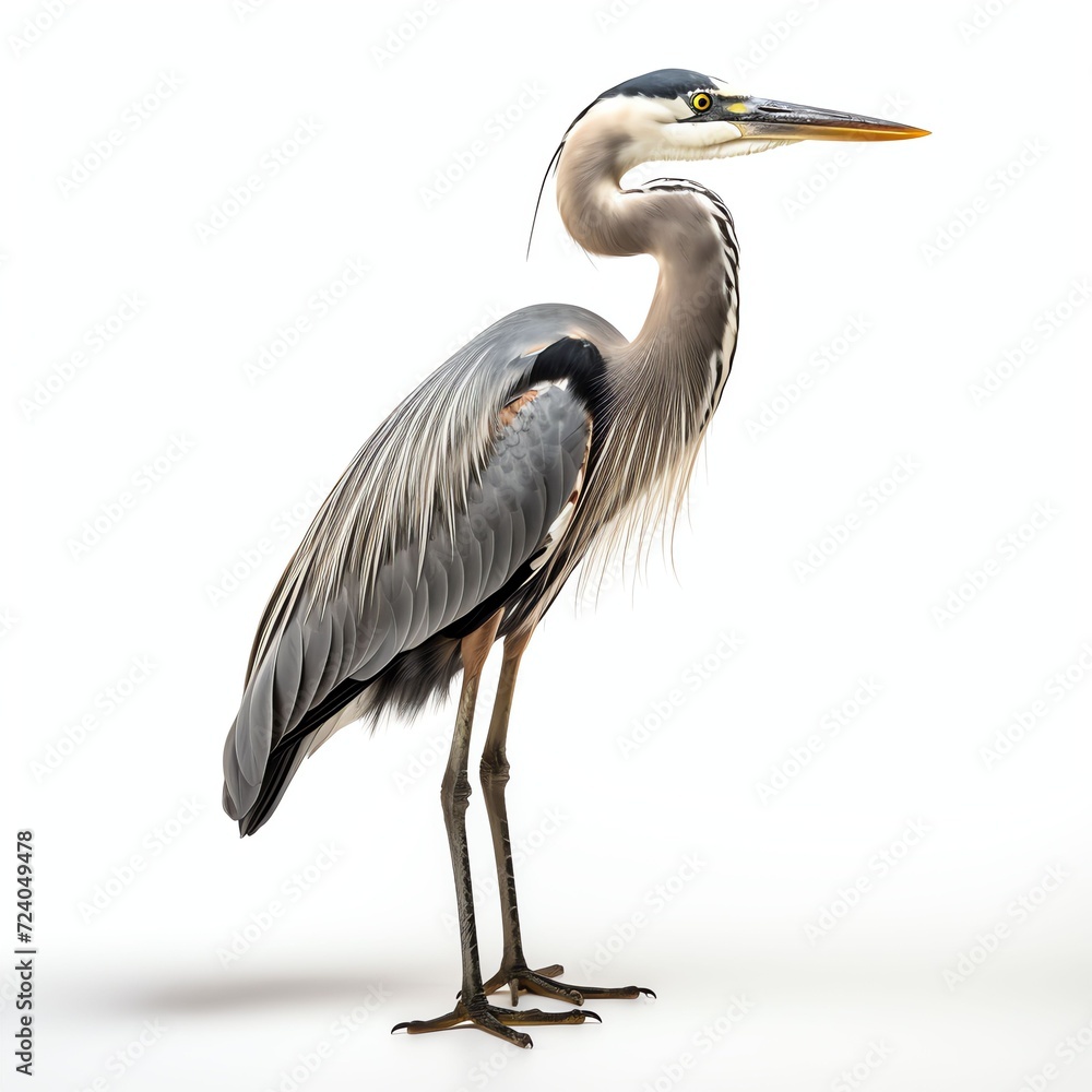Obraz premium a heron, studio light , isolated on white background