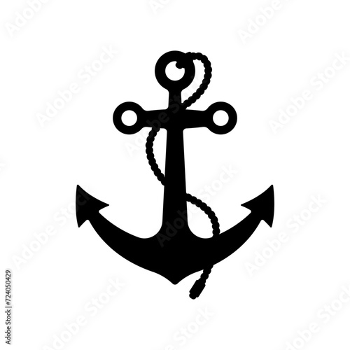 Anchor icon. Black silhouette. Front view. Vector simple flat graphic illustration. Isolated object on a white background. Isolate.