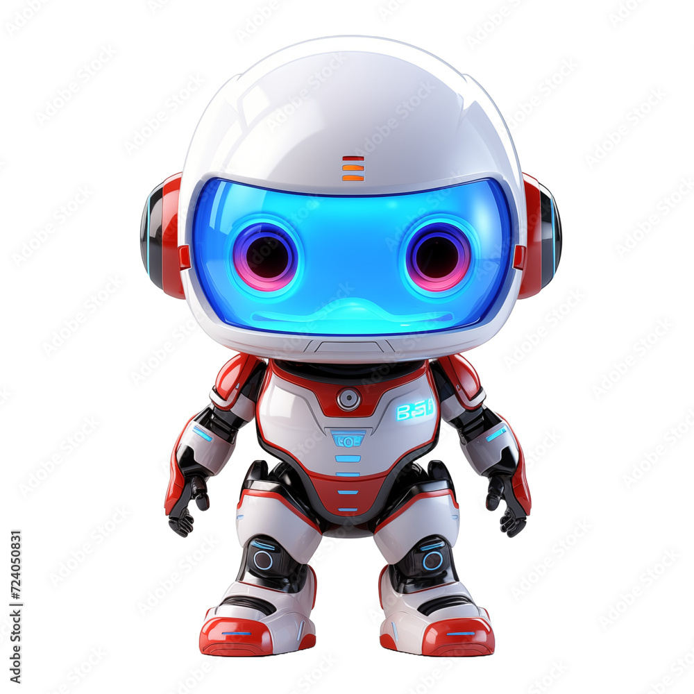 Cute robot kids police cute with isolated transparant background