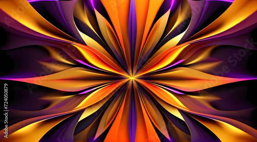 Abstract violet background  gold and flower hues play in a harmonious symphony.