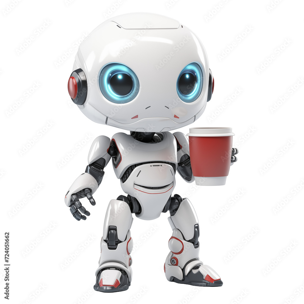 Cute robot kids promotion drink with isolated transparant background Cute robot kids promotion drink with isolated transparant background