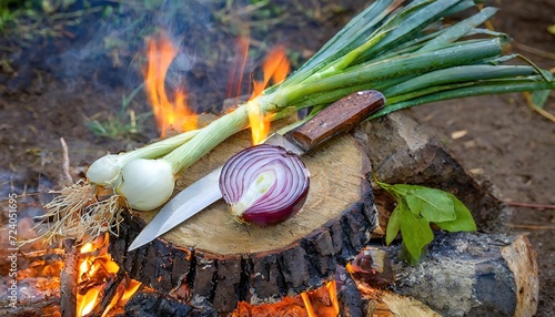 Nourishing Aesthetics: An Exquisite Culinary Symphony featuring an Array of Varied Spices, Fresh Vegetables, and Luscious Fruits, Presented Against a Rustic Backdrop. This Captivating Photo Setup Offe photo