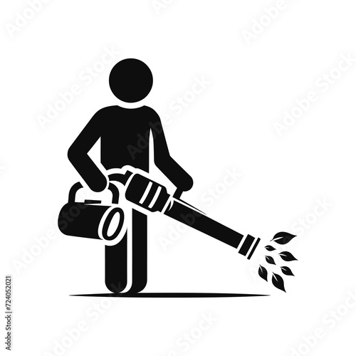 Person Using Leaf Blower Vector Icon