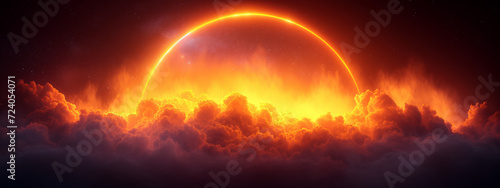 Radiant Nimbus: A Spectacular Orange and Yellow Celestial Phenomenon Illuminating the Sky