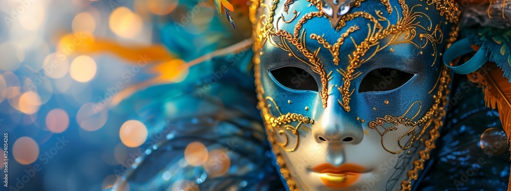 a mask with a blue background