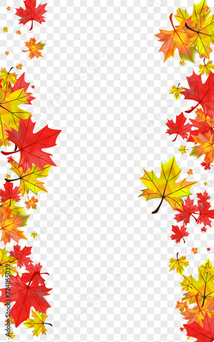 Ocher Leaf Background Transparent Vector. Plant Paper Design. Autumnal Forest Floral. Seasonal Leaves Template.