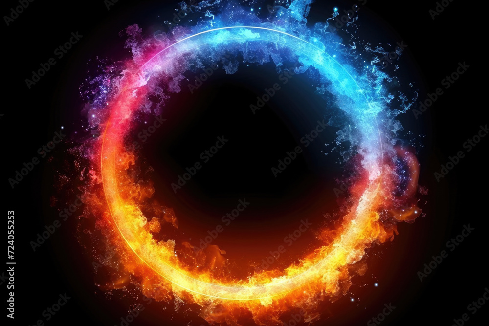 Circular multicolor glow with neon light background Circular multicolor glow with neon light background