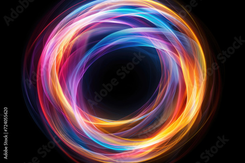 Circular multicolor glow with neon light background