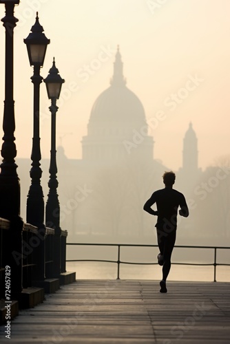 Guy jogging in the morning