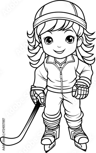 Hand drawn outline of a hockey player
