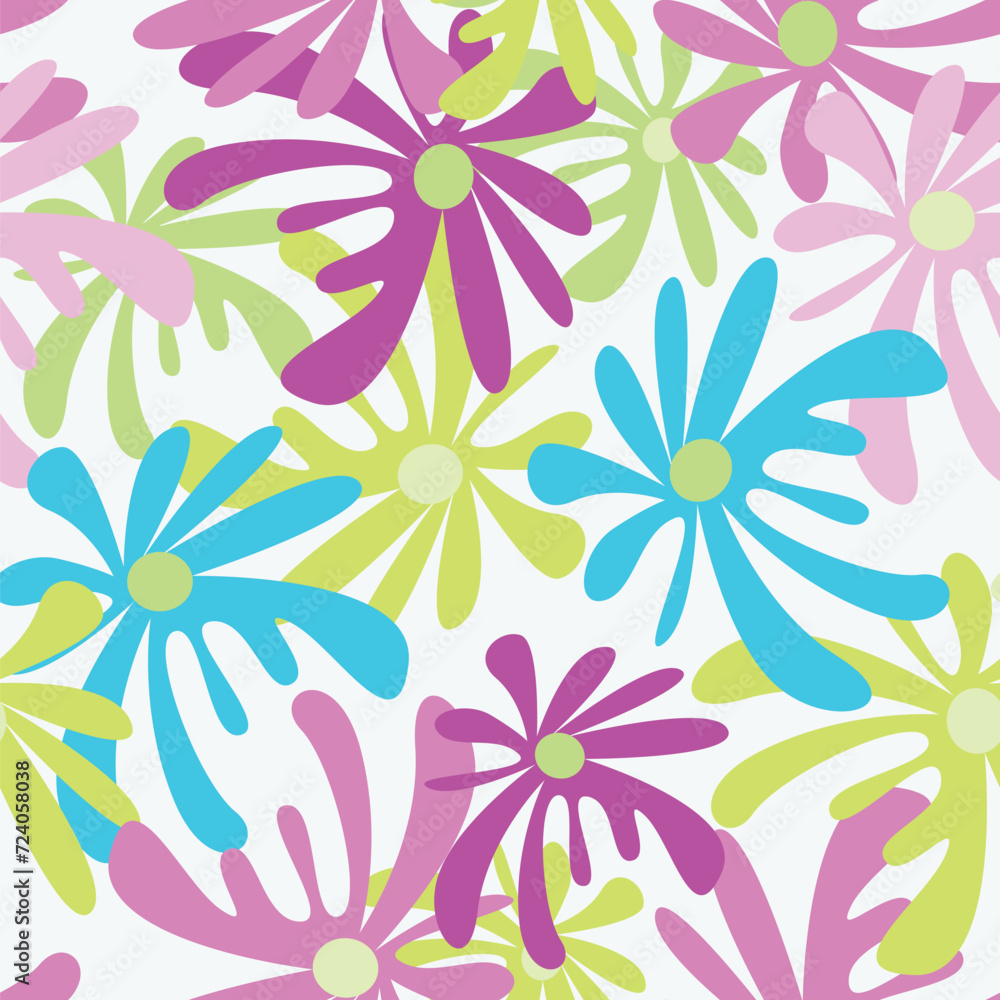 Seamless pattern vertical repeat in vector Soft and gentle botanical blooming garden flowers design