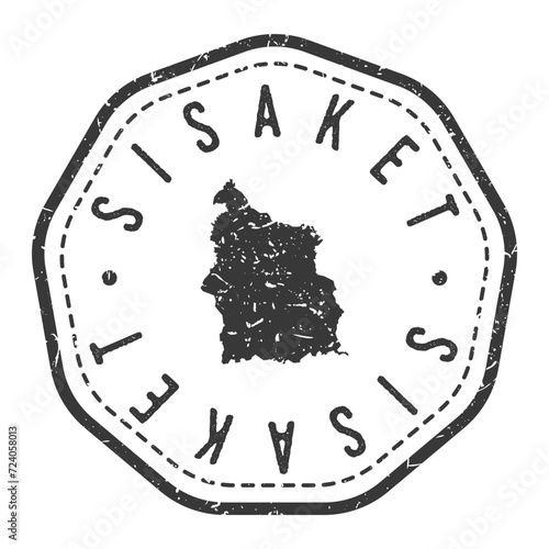 Si Sa Ket, Thailand Map Stamp Retro Postmark. Silhouette Postal Passport. Seal Round Vector Icon. Badge Vintage Postage Design.