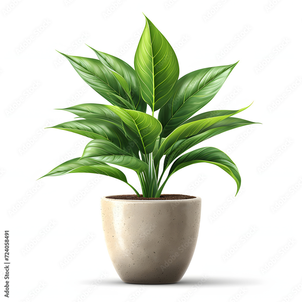 Potted plant isolated on white background, realistic, png
