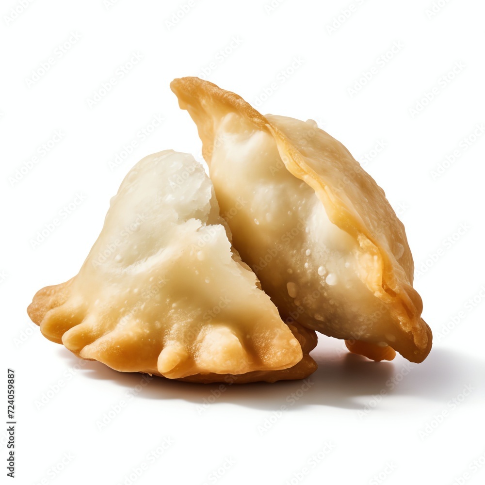 a fried dumpling, studio light , isolated on white background a fried dumpling, studio light , isolated on white background