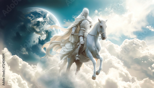 White Horse of the Apocalypse Revelation of Jesus Christ historical time Michael Prince of the army Generative AI Illustration