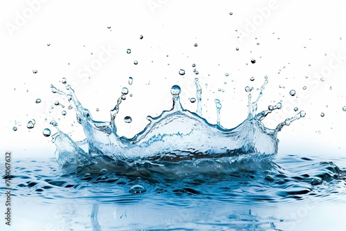 Water splashes and drops isolated on white background